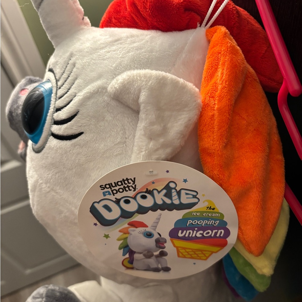 Squatty Potty Dookie White Plush Unicorn Toy with Rainbow Mane and Rainbow Poop - Picture 11 of 14